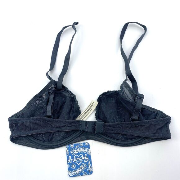 Free People Lace Triangle Wired Bra Navy Blue Storm Size 34B - Picture 3 of 6